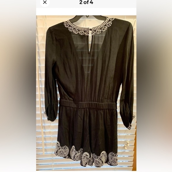 Loft Black Romper with Embroidery Details Size Small - Picture 2 of 4